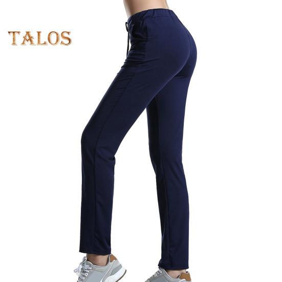 Women Yoga Pants with Pockets Adjustable Drawstring Stretch-Fitting Long Trousers Athletic Compression Leggings