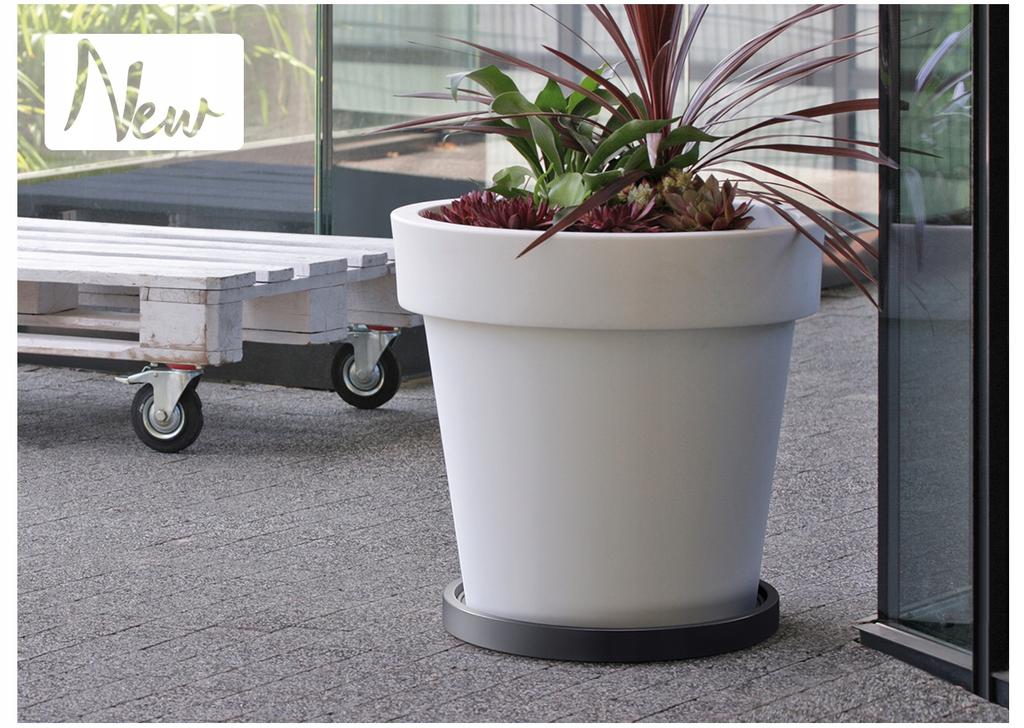 Anthracite flowerpot stand on wheels, 44 cm