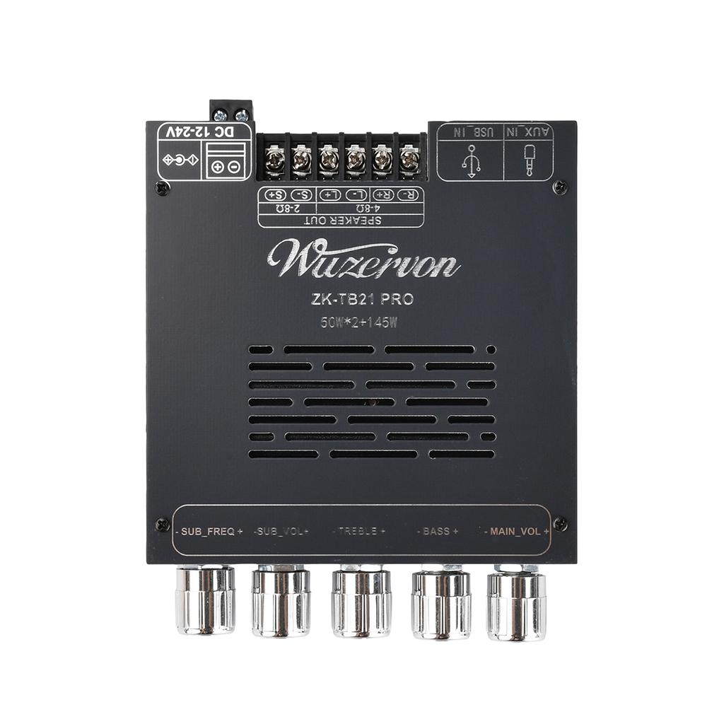 ZK-TB21 PRO 2.1 Channel Bluetooth Amplifier Board TPA3116D2 50W×2+145W Subwoofer DC12-24V USB Lossless Audio Decoding