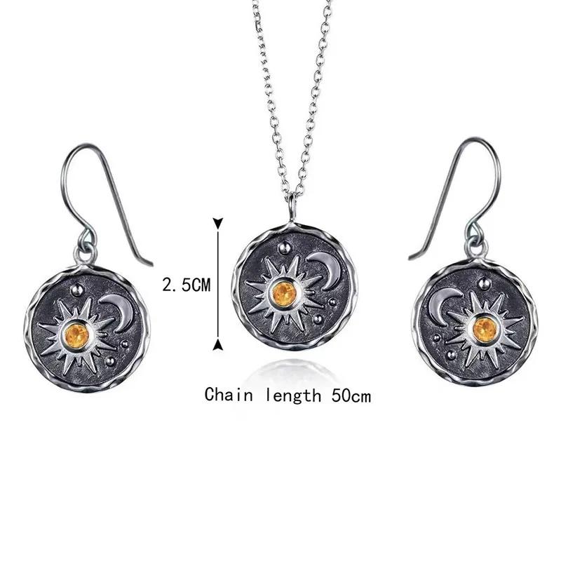 Bohemia Vintage Sun and Moon Pendant Necklace for Women Personality Design Chain of Clavicle Chokers Jewelry Accessories Gift
