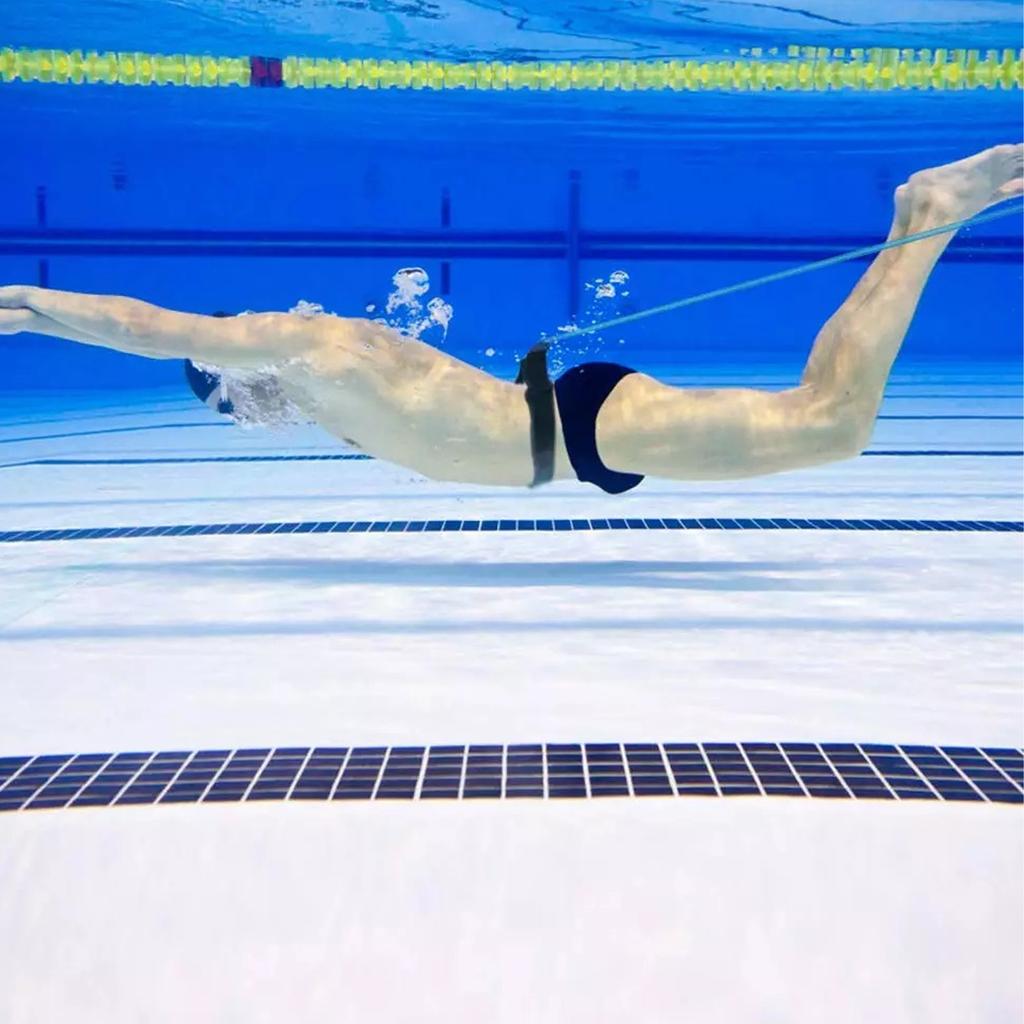Adjustable Swim Training Resistance Elastic Belt Swimming Exerciser Safety Rope Latex Tube
