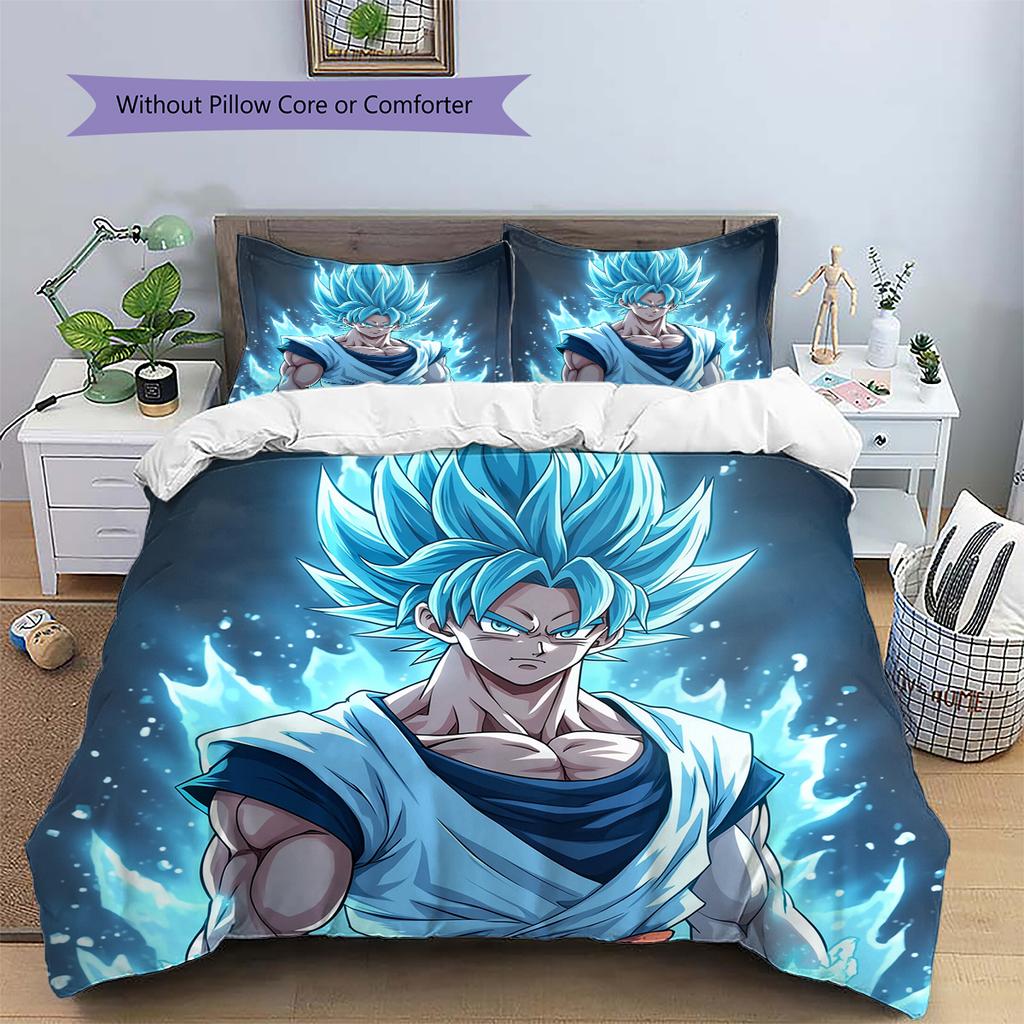 Dragon Ball Son Goku Pattern Bedding Home Decoration Birthday Gift (1 * duvet cover + 2 * pillowcase, without core)