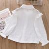 Mädchen Weiße Baumwolle Spitze Langarm Bluse – Frühling/Herbst Schuluniform