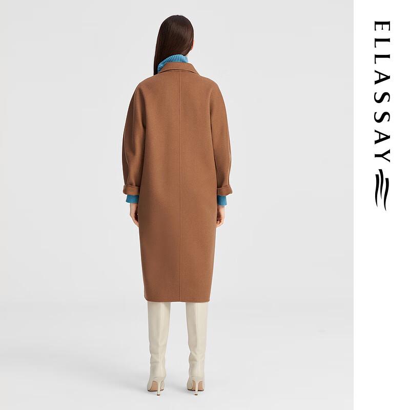 ELLASSAY Women's Autumn Double-Breasted Wool Blend Coat