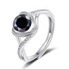 Bague Ringen Anello di Fidanzamento da Donna con Pietra Mosang Love a Croce da Un Carato Oro Puro Argento 925 Gioielli da Matrimonio Misura Regolabile
