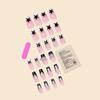 Y2K Black French Square Nails, Star & Silver Pendant Press On Nails with Sparkling Rhinestones