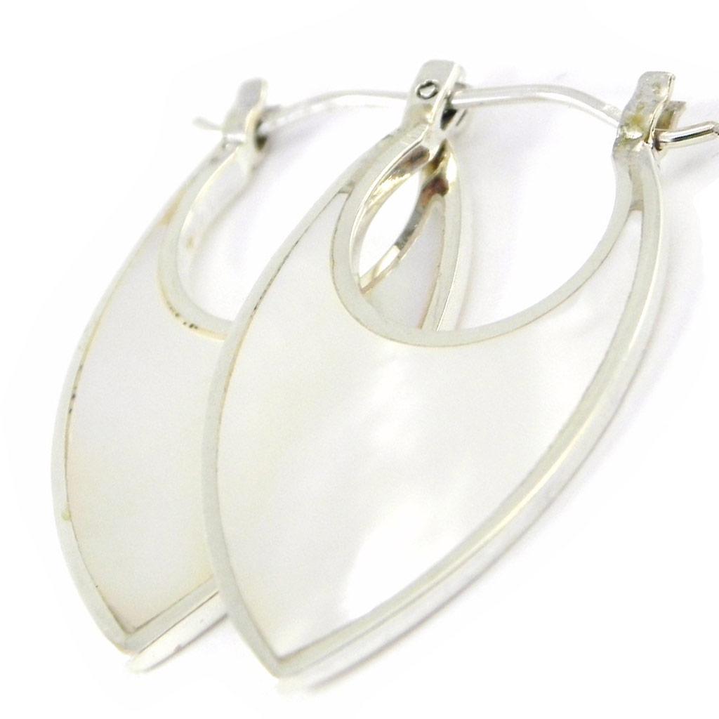 Les Trésors De Lily [H6550] - Silver 'Wisdom' Mother-of-Pearl Hoop Earrings