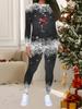 Women's Christmas Print 2-Piece Outfit: Long Sleeve Crew Neck Top & Pants, Holiday Limited Casual Party Gift Suit