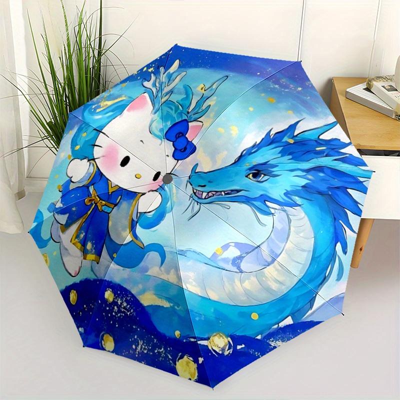 1pc Creative Dragon and Hello Kitty Fully Automatic Folding Portable Umbrella, 8 Steel Frames, Three-Fold Design, Suitable for All Seasons, Suitable f