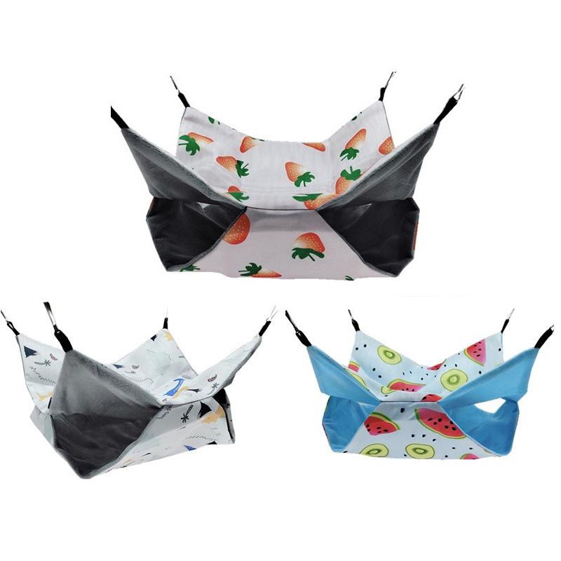 Hamster Beds Warm Soft Nest Hanging Rodent Cage House Printed Hammock for Rats Guinea Pig Small Animal Sleeping Bag Accessories