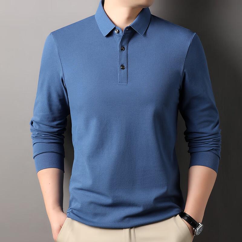 Yalu Men's Pure Cotton Long Sleeve Polo Shirt