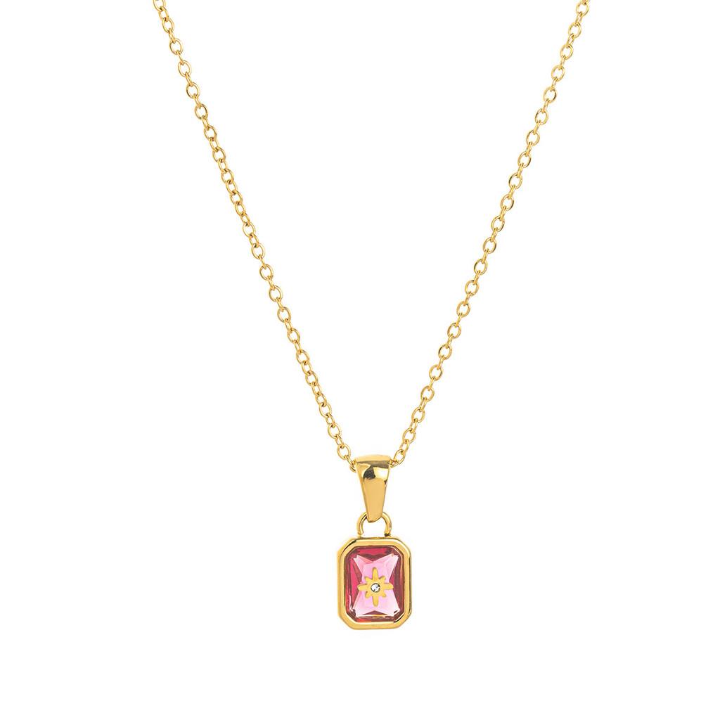 Birthstone Zodiac Necklace With Titanium Steel Pendant For Women And Men