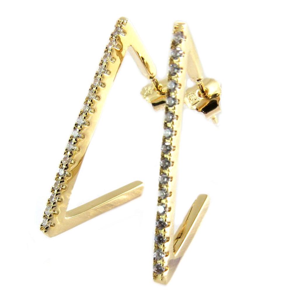 Les Trésors De Lily [P6882] - White Gold Plated 'Goddess' Hoop Earrings (triangles) - 30x30 Mm