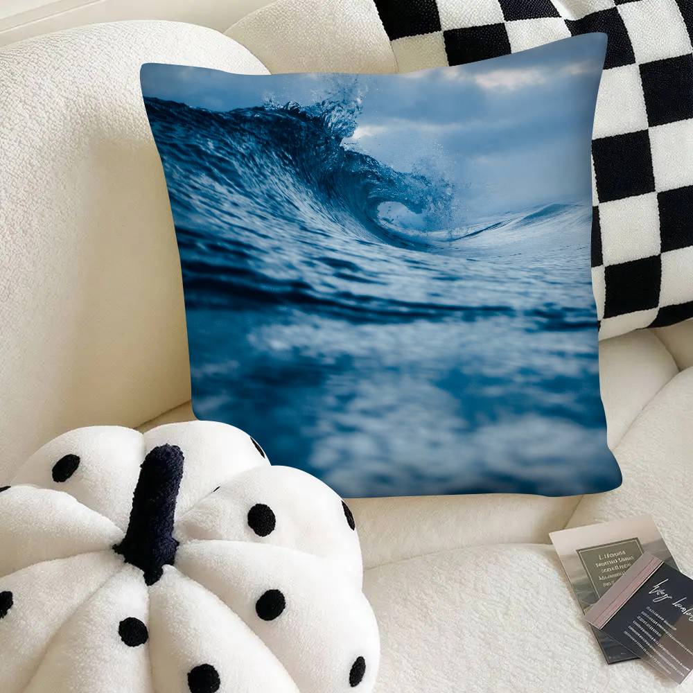 Blue Ocean Pillow Case Fashion Square Pillowcase Bedroom Sofa Room Ins Decoration Leisure