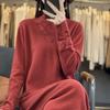 Women's Cashmere Dress Qinghe Cashmere 70% Wool 30% Cashmere Women's Autumn and Winter Cashmere Dress Soft and Warm