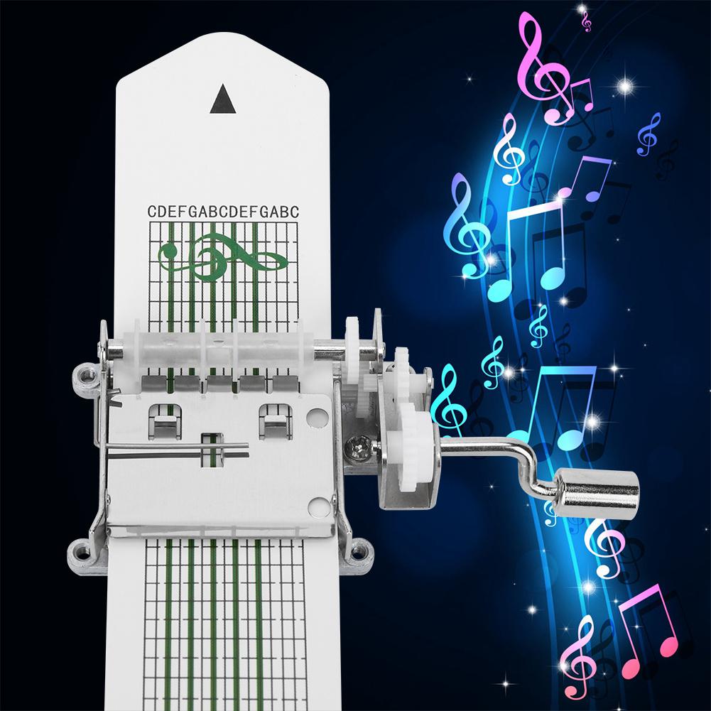 15 Note Hand Crank Movement with 3Pcs Blank Paper Tape and Hole Puncher for DIY Music Box Parts