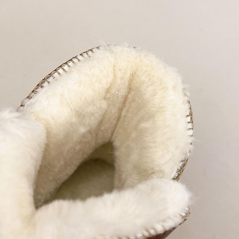 Processing custom winter snow boots piled thickened cotton boots non-slip thick sole heightening versatile fur integrated women's cotton shoes