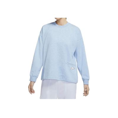 Abbigliamento sportivo Felpa casual girocollo a maniche lunghe da donna Blu chiaro militare CZ9244-440