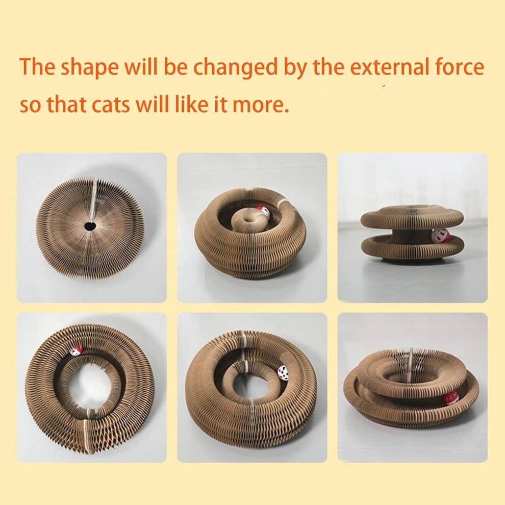 Kitty Curls Cat Toy Kurlz, Interactive Scratch Pad, Foldable Accordion,Recyclable Scratcher with Ball (Pink)