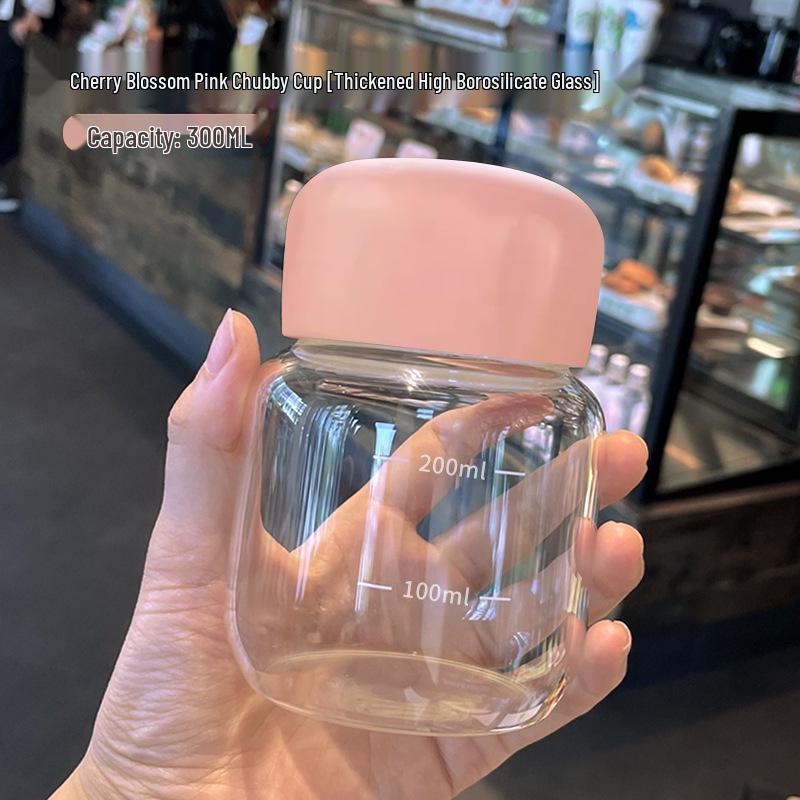 

Chubby Mini Glass Soy Milk Cup with Scale - Women s Portable Water & Coffee Shaker, Big Belly Design 200ml