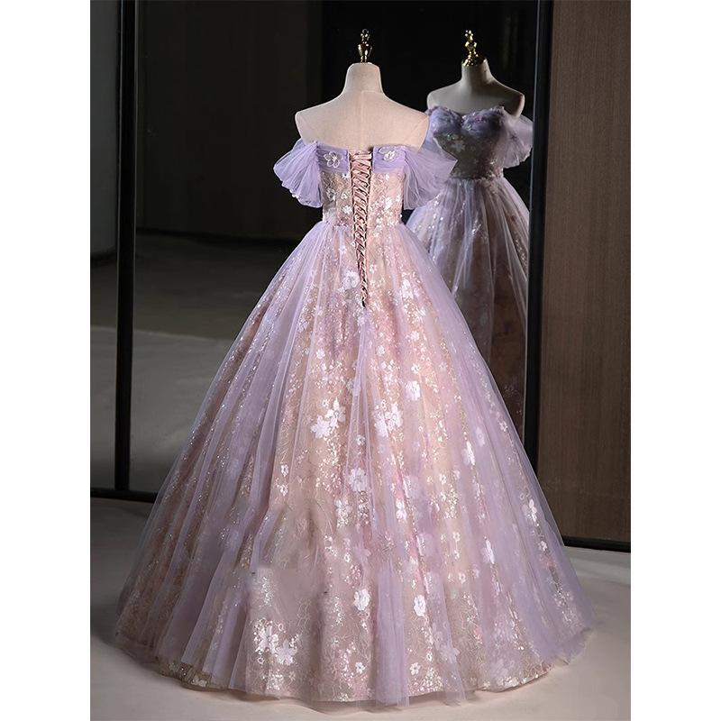 Evening Dress Female High-end Vocal Art Examination Student Day Bar Mitzvah Purple Princess on the Run Engagement Toast Bride