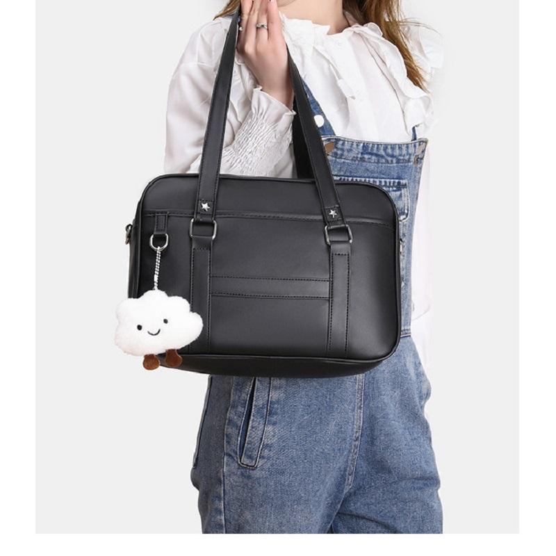 Fashi Japanese Style jk Uniform Bag girl shoulder Bag Women's Skew Straddle Commuter Bag Female PU Leather Minimalist handbag