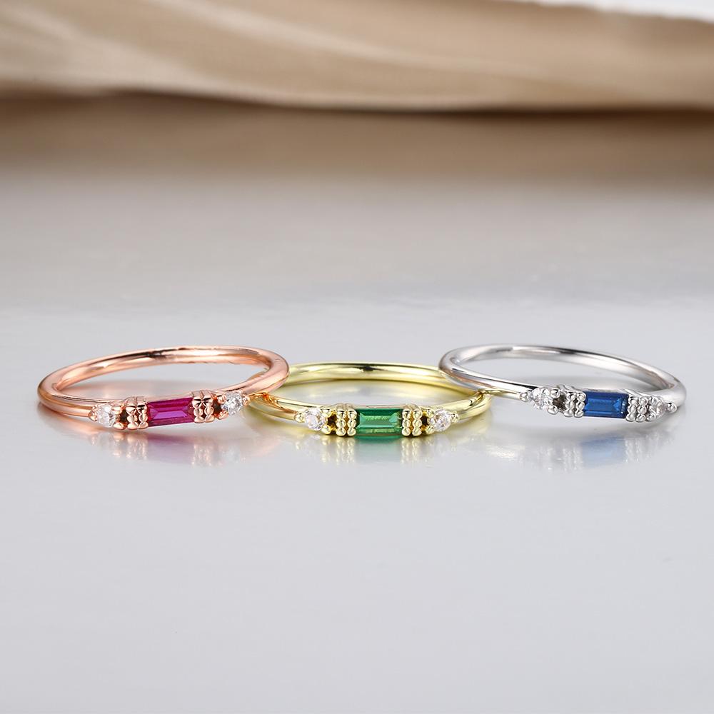 Thin Dainty Rings For Women Elegant Red Crystal OL Rose Gold Working Gift Mini Cute Jewelry KCR065