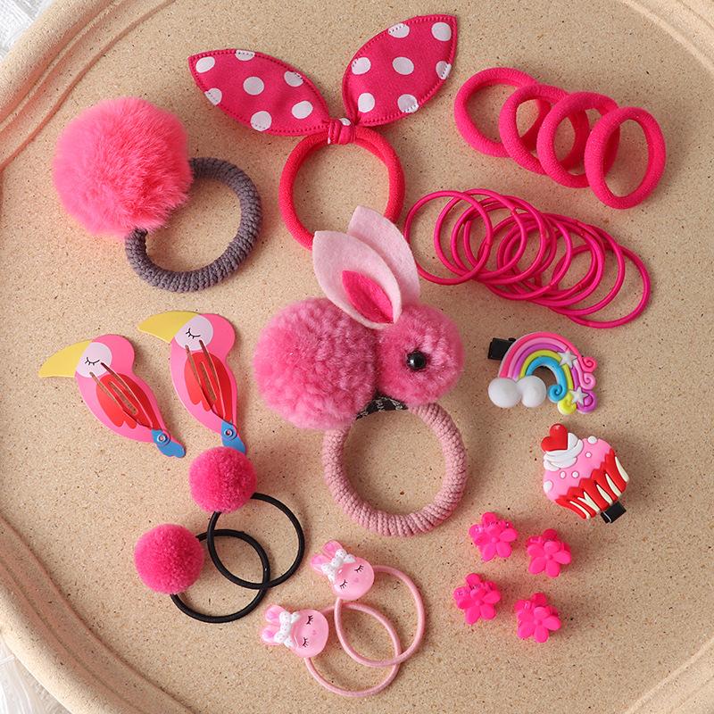 30 Stück Kinder Haarspange Haargummis Set Mädchen Kaninchen Kopfschmuck Gummiband Elastische Haaraccessoires Haarband Haarnadel Kopfschmuck
