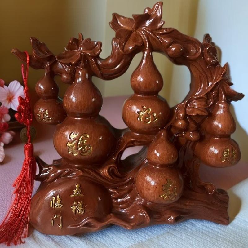 Chinesische Reichtum anziehen Kürbis Fengshui Harz Ornamente Zuhause Wohnzimmer Glücksbringende Dekorationsartikel Büro Schreibtisch Maskottchen Zubehör Kunst