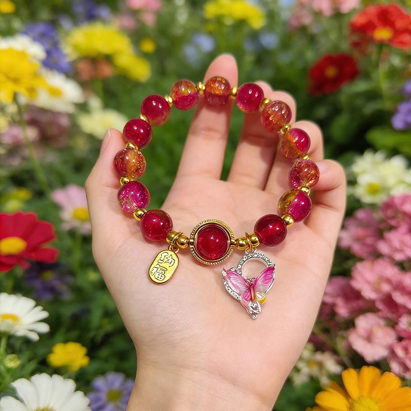 Super Fairy Forest Gradient Glass Bracelet - Chic Chinese Style Gift for Women and Best Friends, Lightweight Luxury Accessory