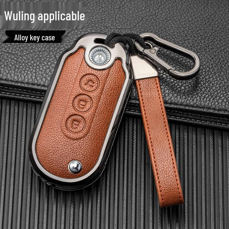 2022 Wuling Hongguang MINIEV Nyckelfodral i Legering och Läder: Fulltäckande dubbelsidigt metallskal med spänne
