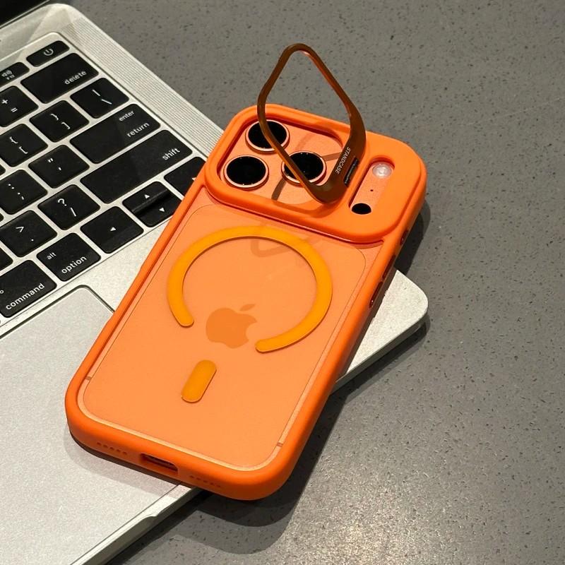 

Metal Camera Stand Holder Clear Case For iPhone 17 Air 16 15 14 Plus 11 Pro Max For Magsafe Wireless Charge Bumper Cover For iPhone 11 Pro темно-зеленого