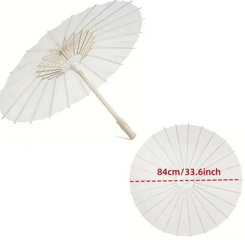 20cm-84cm Parasol Umbrellas Wedding Photo Cosplay Prop Paper Umbrella DIY Hand-painted White Umbrella Summer Whites Party Decor