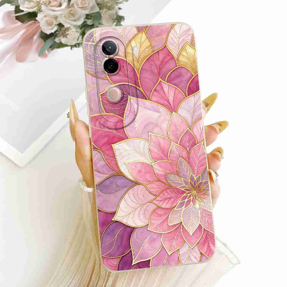 For vivo V40e 5G Case Cute Cat Cream Flower Silicone Back Cover For Vivo V 40e VIVO V40E 5G V2403 Phone Cases Bumper Fundas