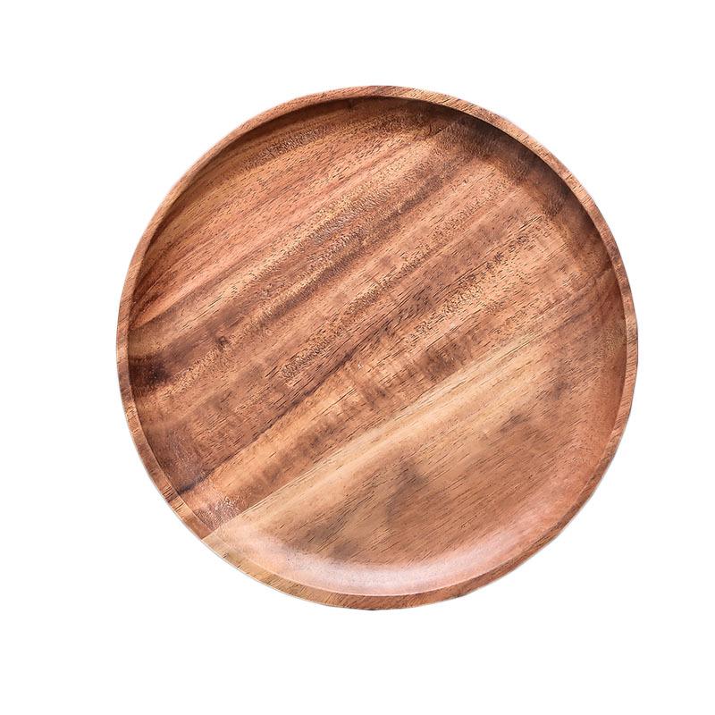 Round Japanese Acacia Wood Tray - Creative Fruit & Snack Plate