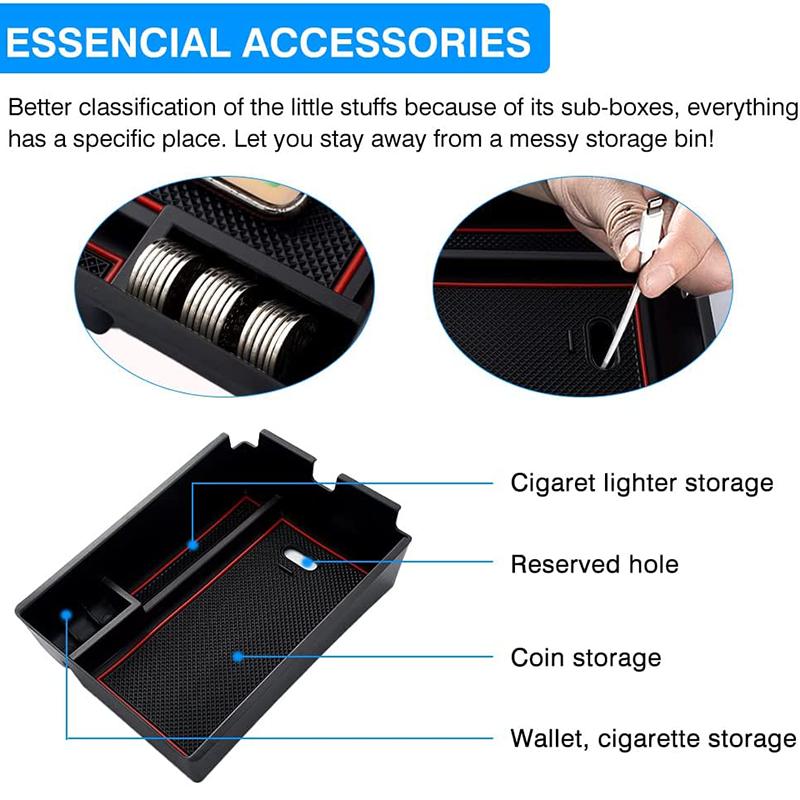 Center Console Organizer Tray for  Kia Sportage NQ5 Armrest Storage Box Secondary Insert Tray Coin Container ABS Material