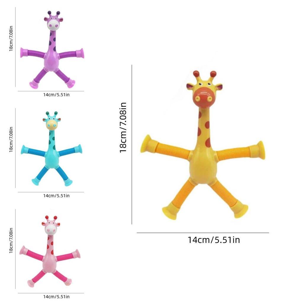 Stretchable Giraffe Toy With Suction Cup And Expandable Neck
