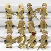 12PCS/set City Police SWAT Marines  Warrior Minifigures Building Blocks Dolls with Accessories Brown Dog Children Characters Toy Boys Gifts