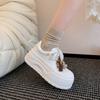 Little White Shoes Women's 2025 Autumn New Inner Height Increase Small Thick-soled Muffin Shoes Versatile Lace-up Flat-soled Casual Board Shoes