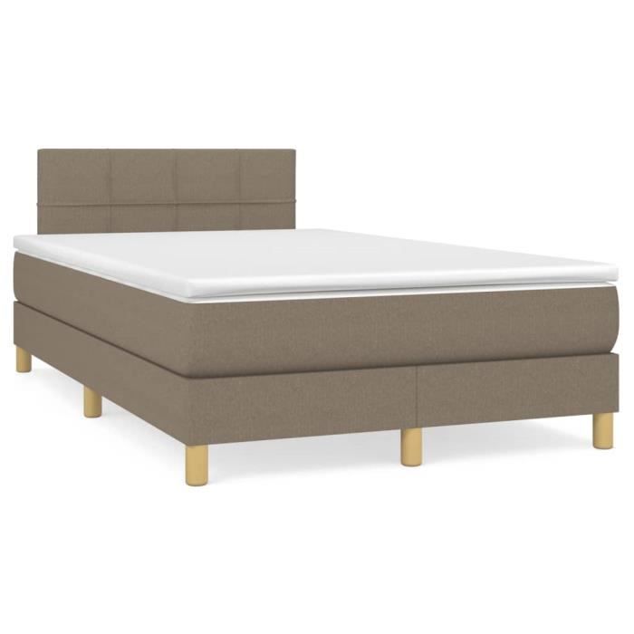 3140605 vidaXL Divan Bed with Mattress Taupe 120x200 Cm Fabric