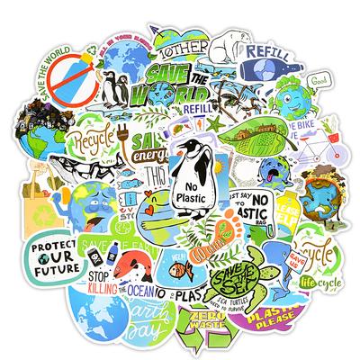 50 Stück Schützen Sie die Erde Kreative Cartoon-Aufkleber Ästhetisches Geschenk Weltumwelttag Anime Wasserdichte Aufkleber für Laptop