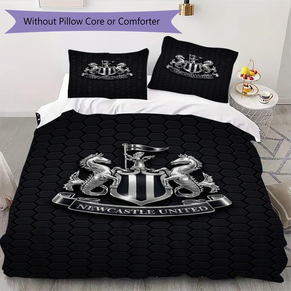 Newcastle United FC Muster Bettwäsche Steppset Bettbezug Kissenbezug Heimdekoration Geburtstagsgeschenk (1 * Bettbezug + 2 * Kissenbezug ohne Füllung)
