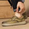 Autumn Large Size Men's Shoes Casual Leather Shoes Men's Leather Daily Lace-up First Layer Cowhide Single Shoes Soft Sole Men's Dad Shoes