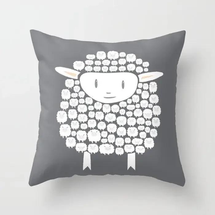 Cushion Cover Cartoon Sheep Peach Pillow   Home Decor Moda