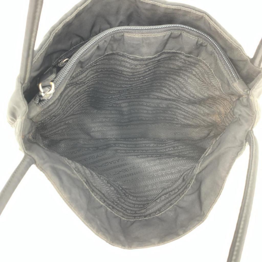 PRADA Tessuto Nylon Handbag Tote Bag Semi One Shoulder Arm Black Triangle Logo Plate Women's White Tag