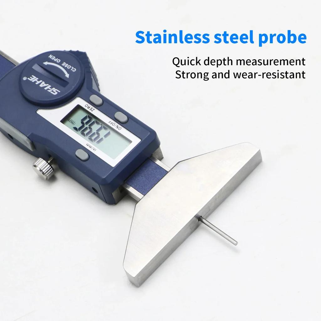 Shahe Digital Depth Gauge Caliper Tread Depth Gauge For Car Tire 0-25/0-50mm Measurer Tool Depth Caliper LCD Tyre Tread Gauge