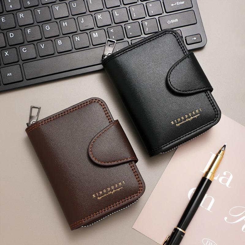 Men RFID Blocking Wallet Large Capacity Credit Card Holder Zipper Accordion Card Case Leather Card Organizer Coin Purse
