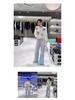 Women's High Waist Washed Micro Flare Straight Leg Jeans