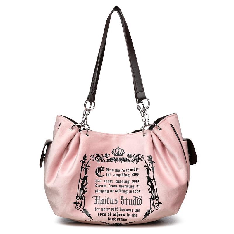 Large Capacity Vintage Artistic Chain Strap Tote Bag Women Fashion Soft Crossbody Pumpkin Bag