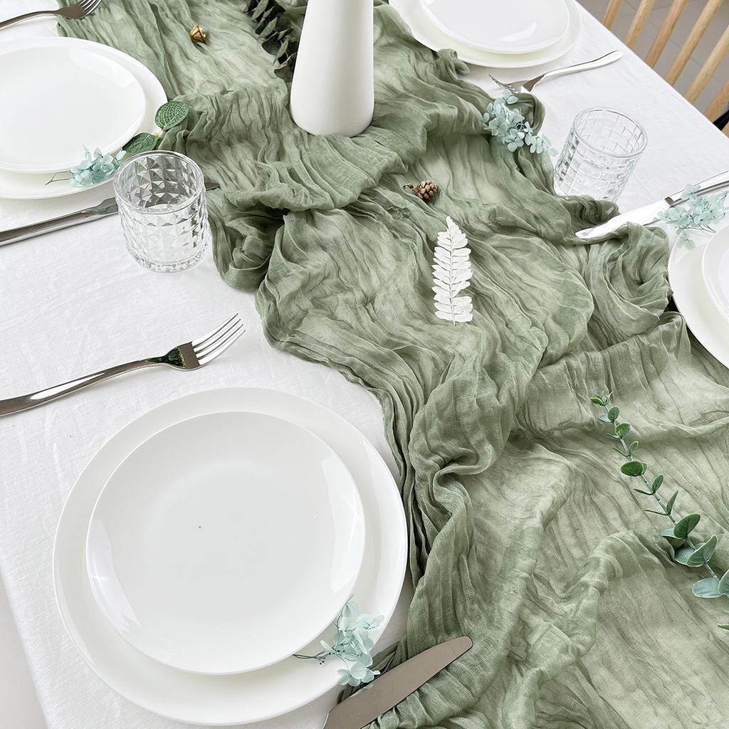 6 Pack Green Table Runner Wedding Banquet Boho Wedding Baby Bridal Shower Decor Table Runner Holiday Banquet Luxury Tablecloth